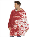 Red Blood Stains Print Hoodie Blanket