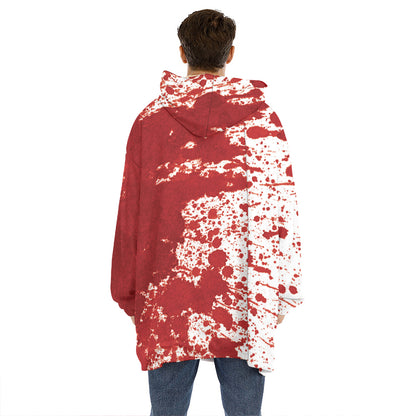 Red Blood Stains Print Hoodie Blanket