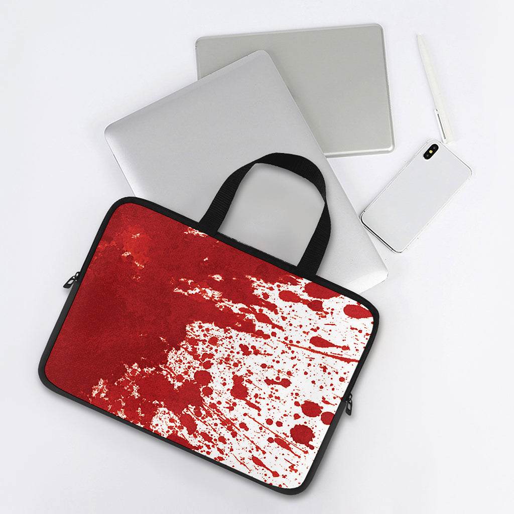 Red Blood Stains Print Laptop Sleeve With Handle