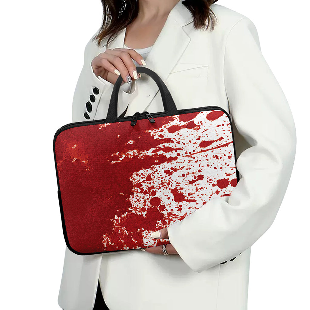 Red Blood Stains Print Laptop Sleeve With Handle