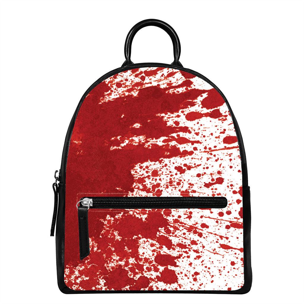 Red Blood Stains Print Leather Backpack