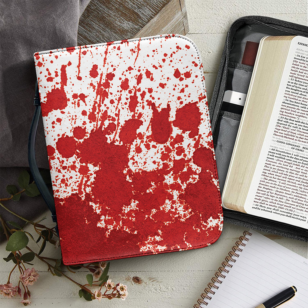 Red Blood Stains Print Leather Bible Cover
