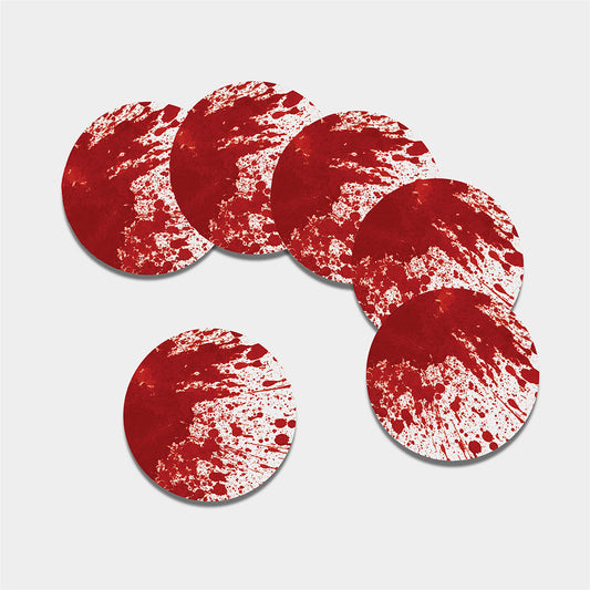 Red Blood Stains Print Leather Coaster Set