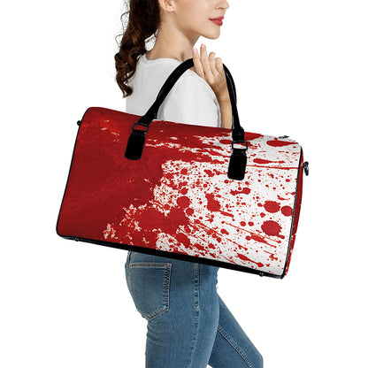 Red Blood Stains Print Leather Duffle Bag