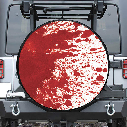 Red Blood Stains Print Leather Spare Tire Cover
