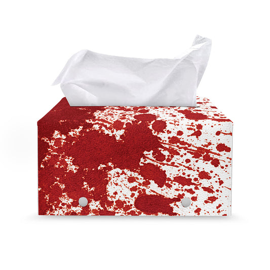 Red Blood Stains Print Leather Tissue Box Cover