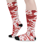 Red Blood Stains Print Long Socks