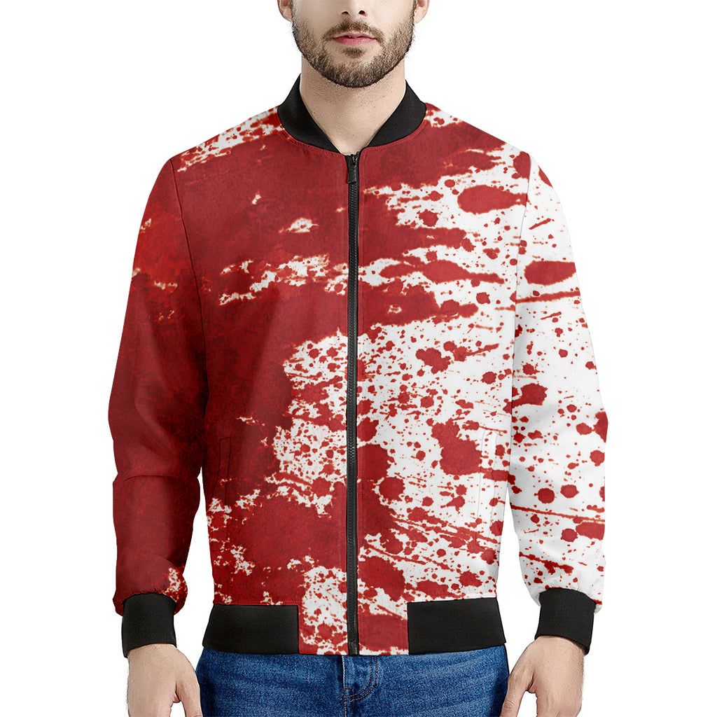 Red Blood Stains Print Men's Bomber Jacket