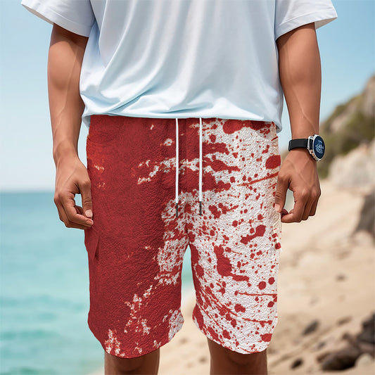 Red Blood Stains Print Men's Cargo Shorts