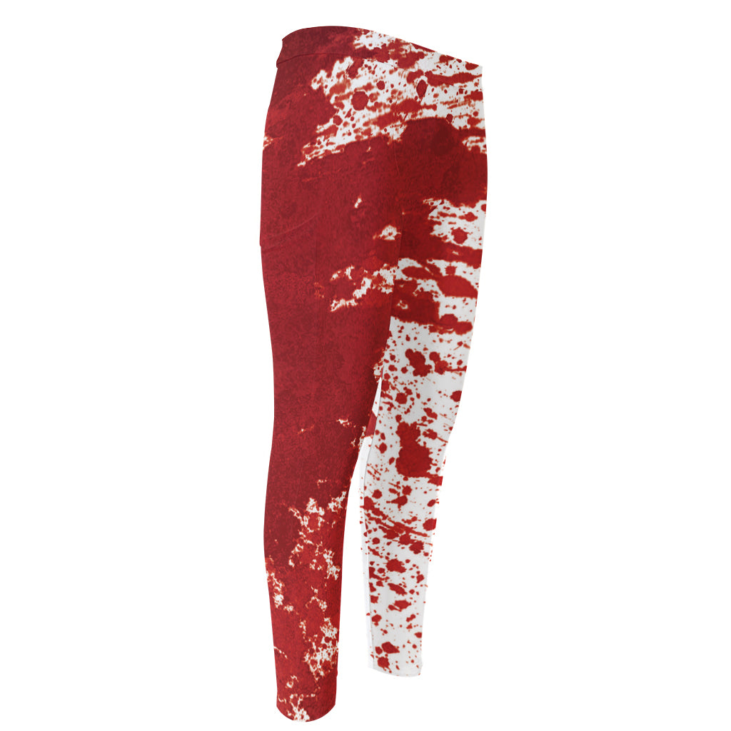 Red Blood Stains Print Men's Compression Pants