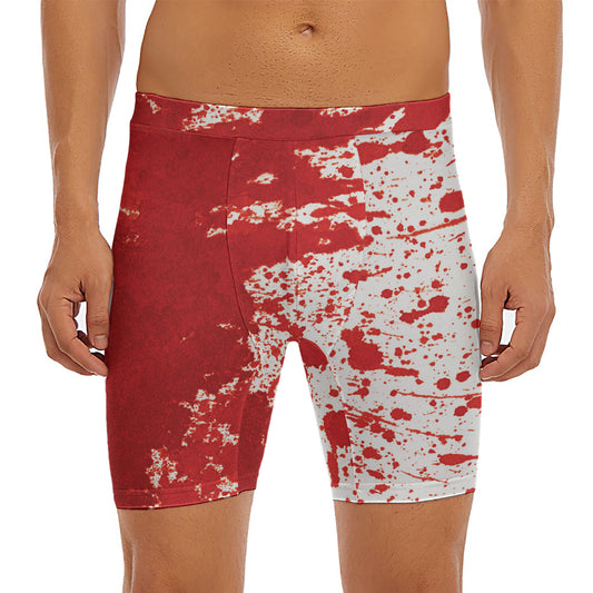Red Blood Stains Print Men's Long Boxer Briefs
