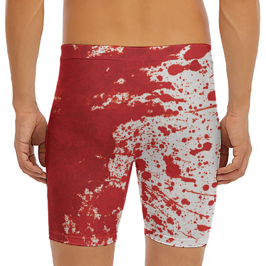 Red Blood Stains Print Men's Long Boxer Briefs