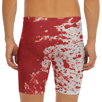 Red Blood Stains Print Men's Long Boxer Briefs