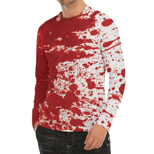 Red Blood Stains Print Men's Long Sleeve Rash Guard
