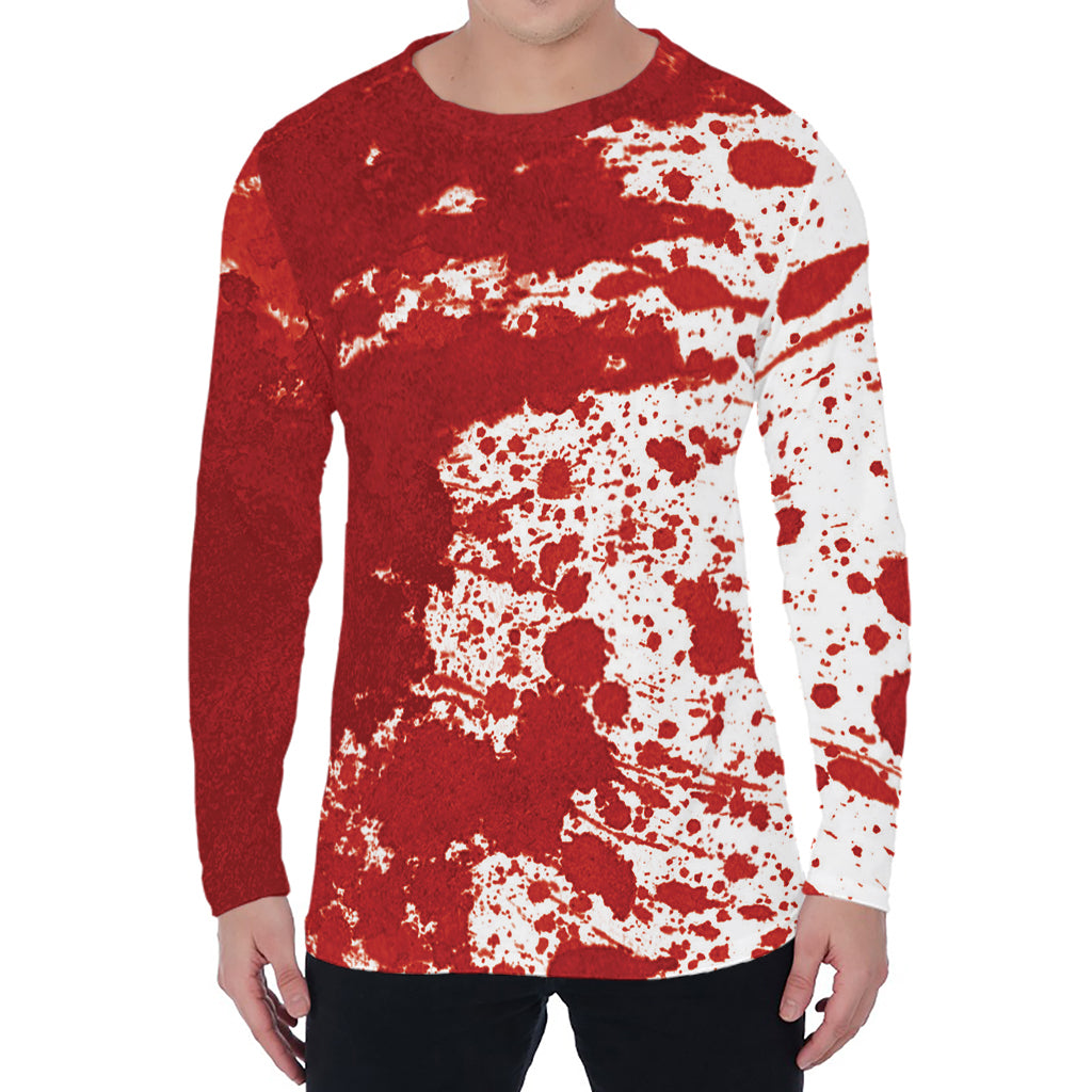 Red Blood Stains Print Men's Long Sleeve T-Shirt