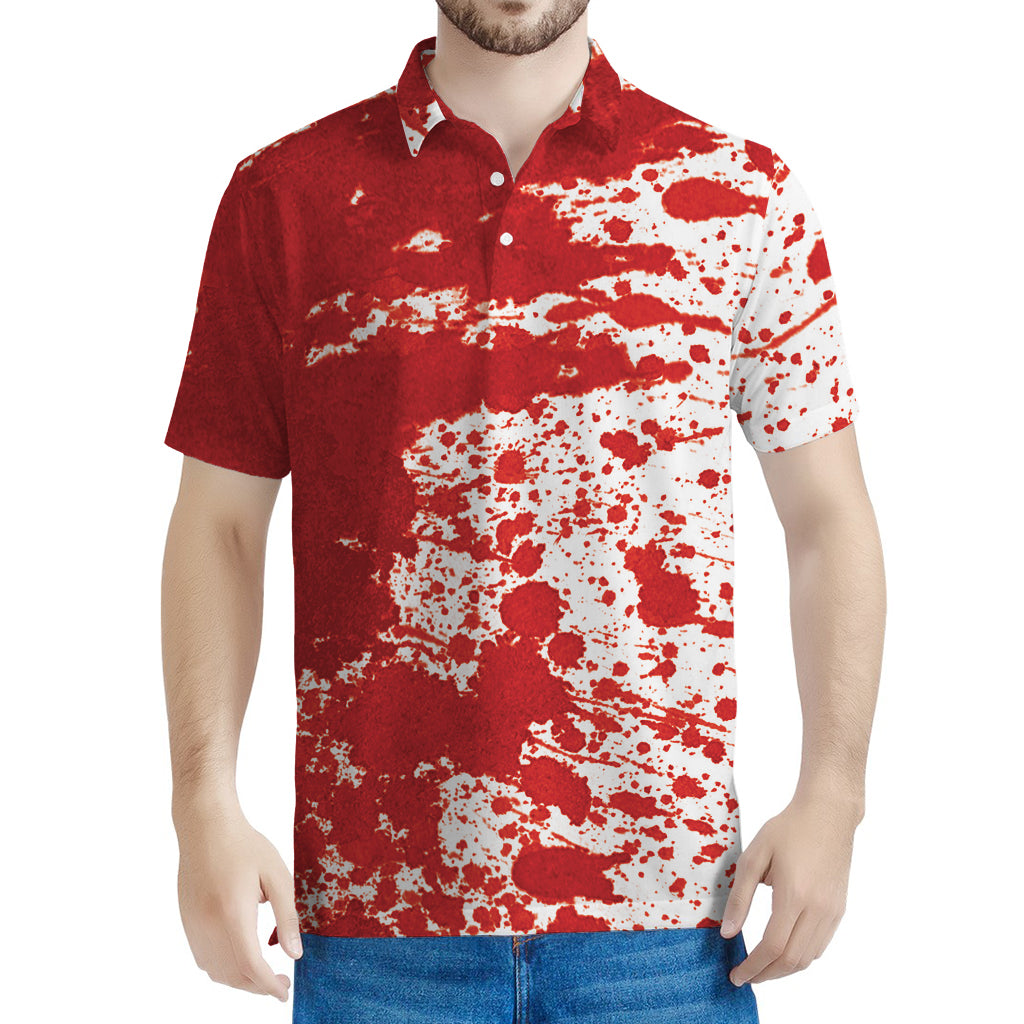 Red Blood Stains Print Men's Polo Shirt