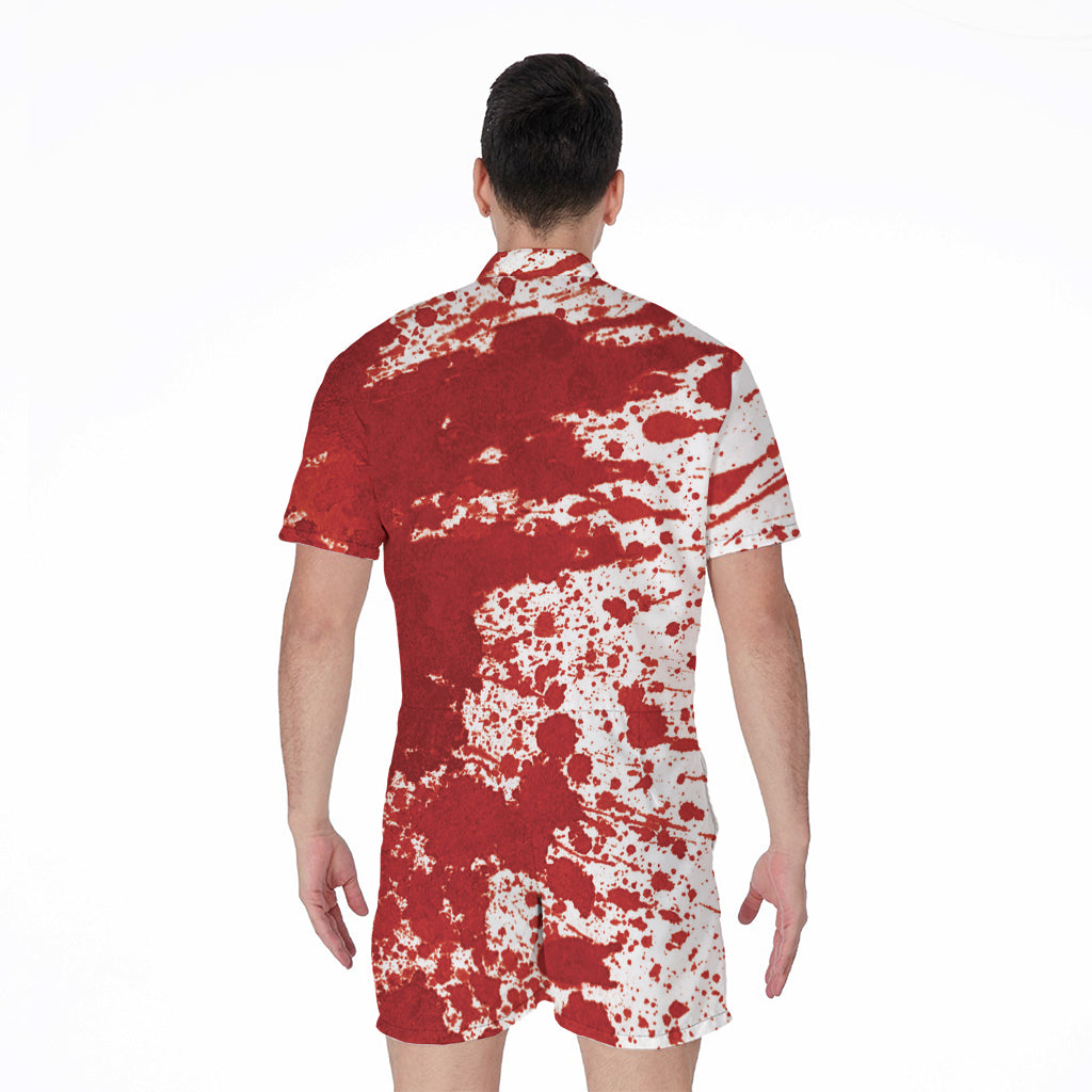 Red Blood Stains Print Men's Rompers