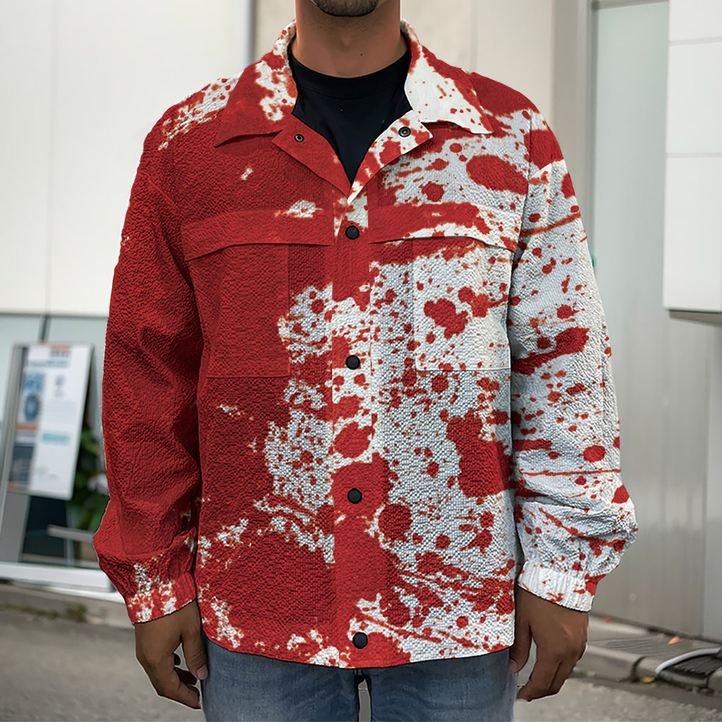 Red Blood Stains Print Men's Shirt Jacket