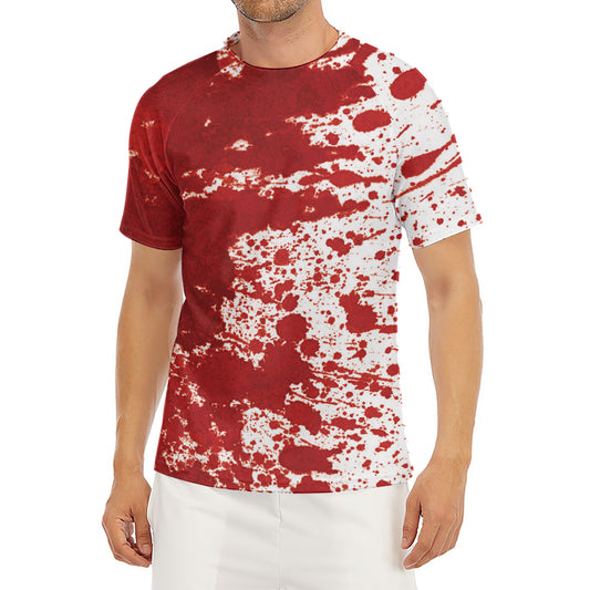 Red Blood Stains Print Men's Short Sleeve Rash Guard
