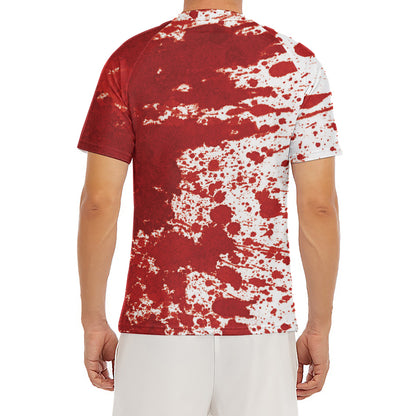 Red Blood Stains Print Men's Short Sleeve Rash Guard