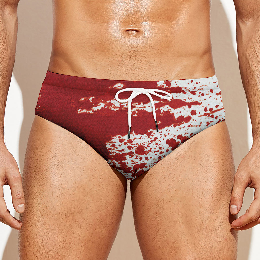 Red Blood Stains Print Men's Swim Briefs