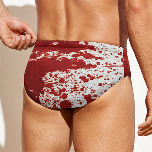 Red Blood Stains Print Men's Swim Briefs