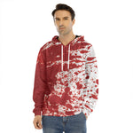 Red Blood Stains Print Men's Velvet Pullover Hoodie