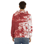 Red Blood Stains Print Men's Velvet Pullover Hoodie