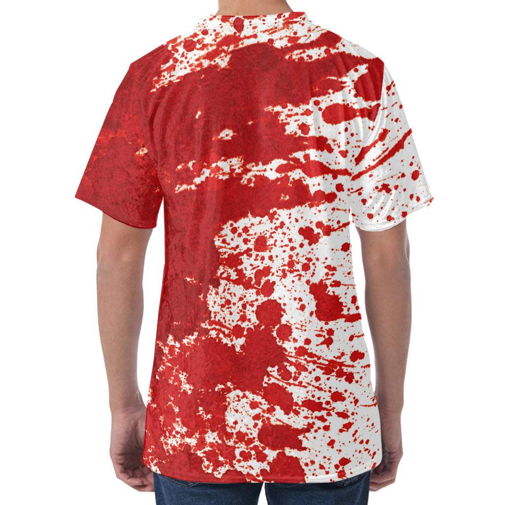 Red Blood Stains Print Men's Velvet T-Shirt