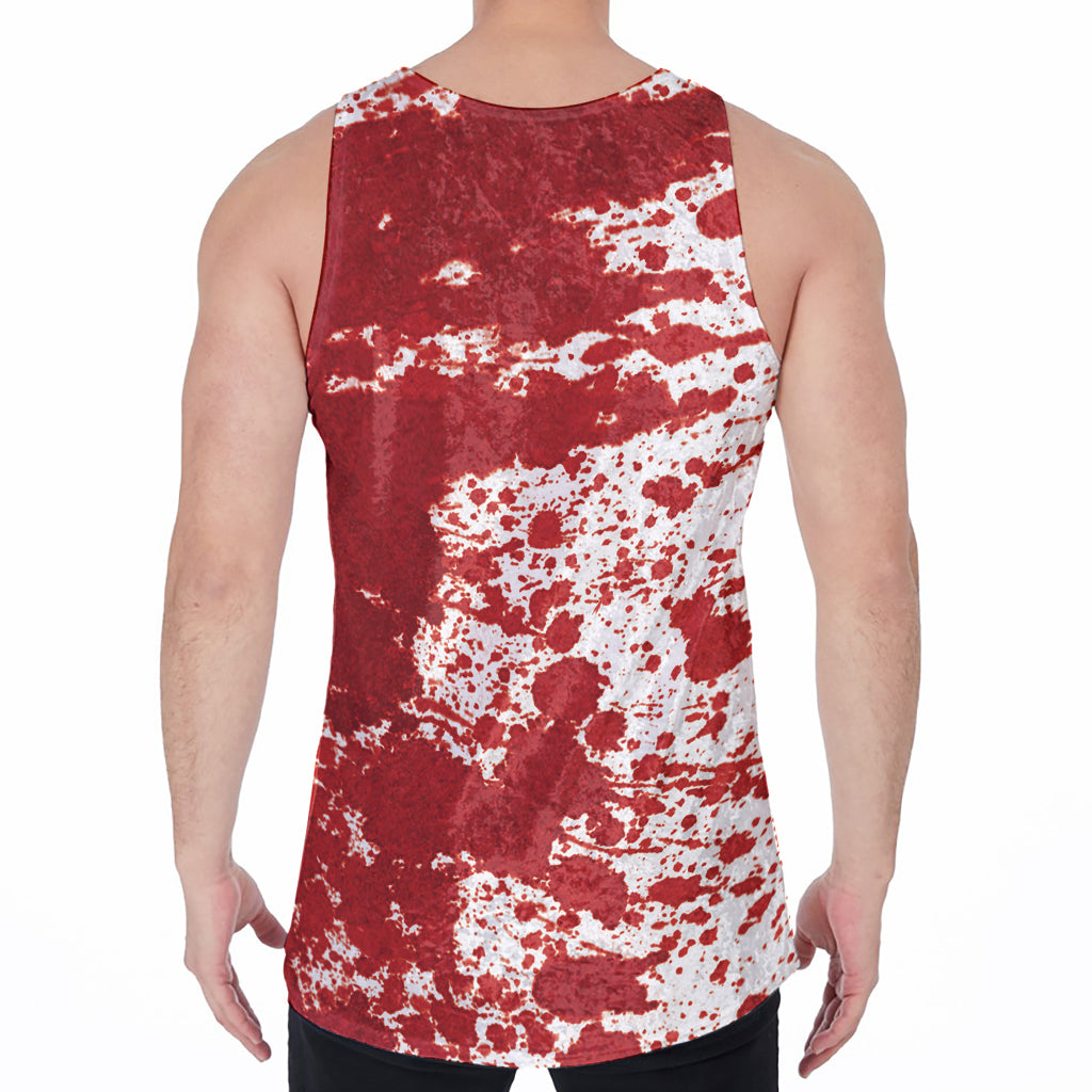 Red Blood Stains Print Men's Velvet Tank Top