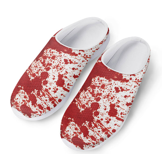 Red Blood Stains Print Mesh Casual Shoes