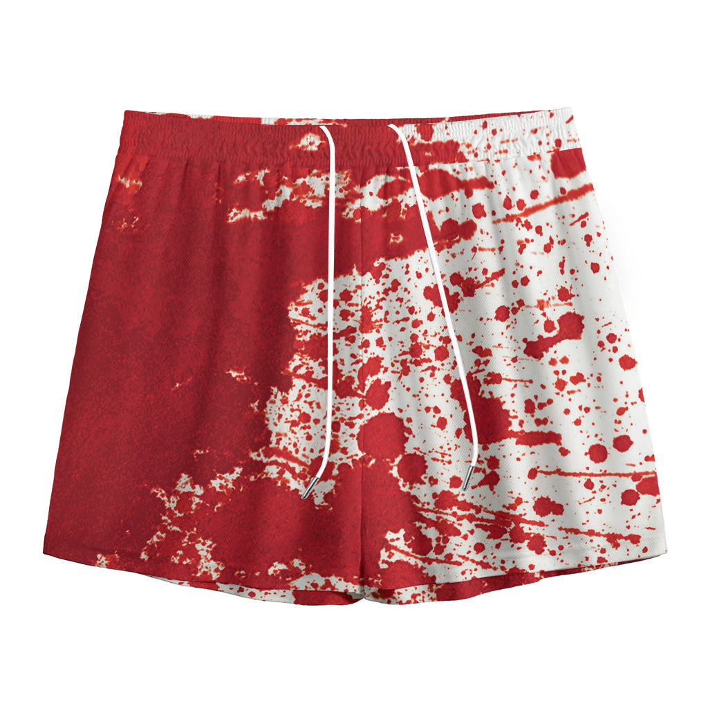 Red Blood Stains Print Mesh Shorts