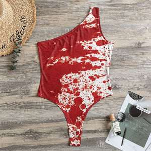 Red Blood Stains Print One Shoulder Bodysuit