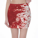 Red Blood Stains Print Pencil Mini Skirt