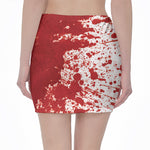 Red Blood Stains Print Pencil Mini Skirt