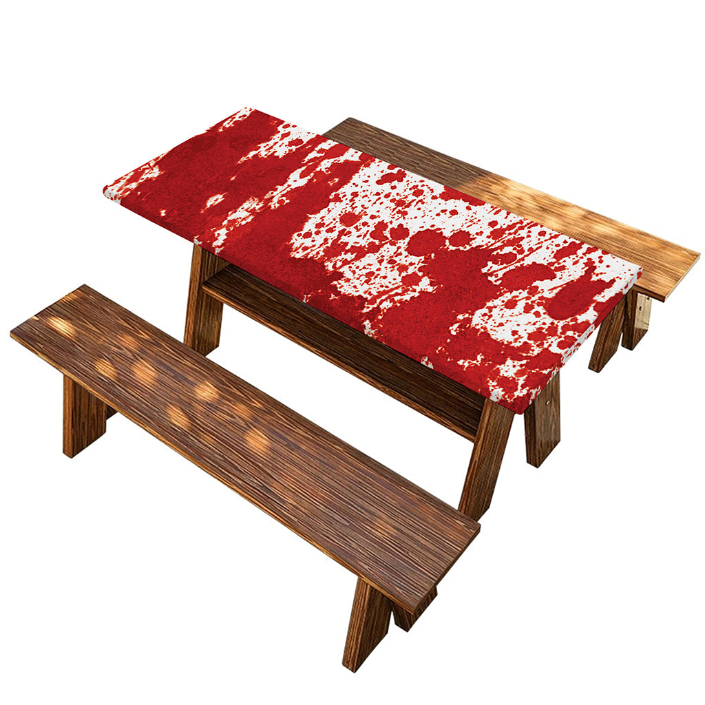 Red Blood Stains Print Picnic Table Cover