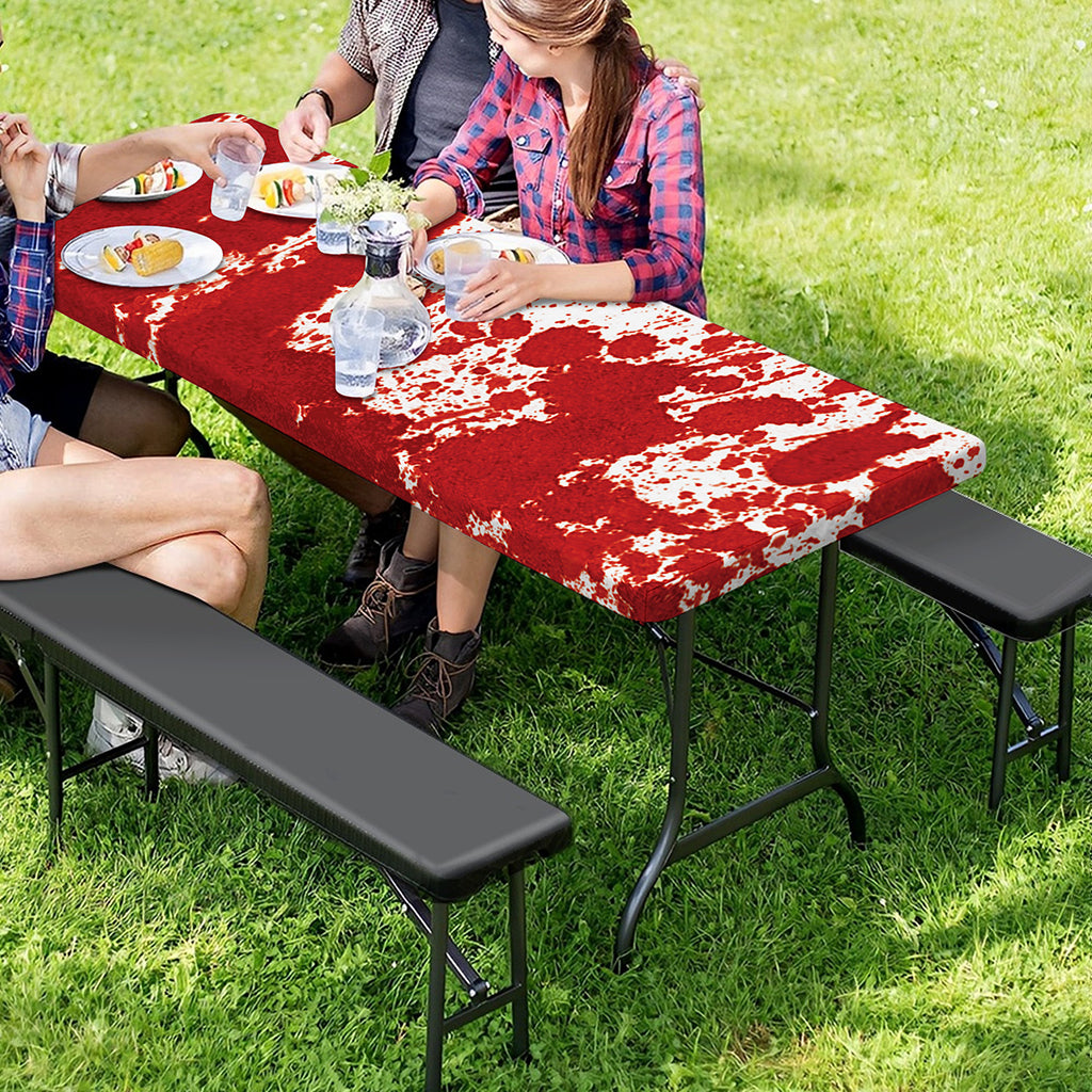 Red Blood Stains Print Picnic Table Cover