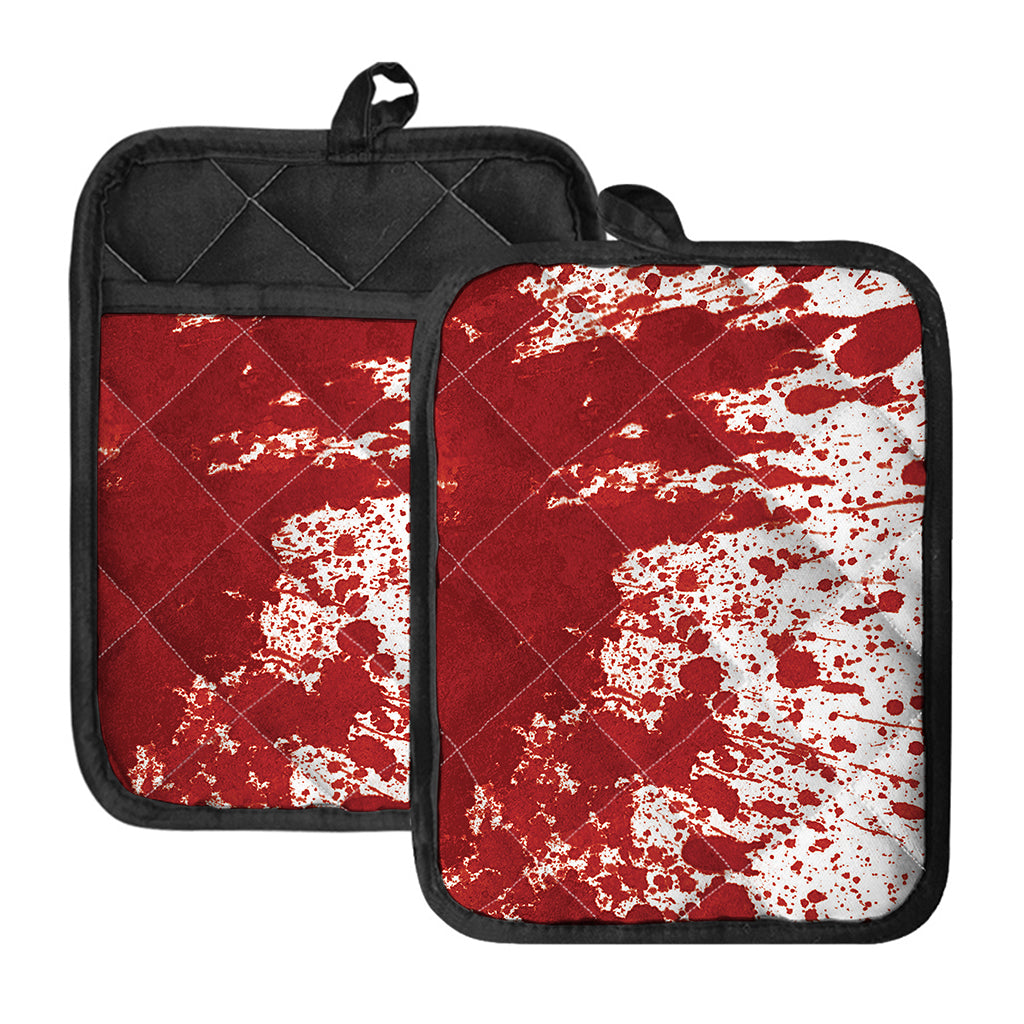 Red Blood Stains Print Pot Holders With Pocket