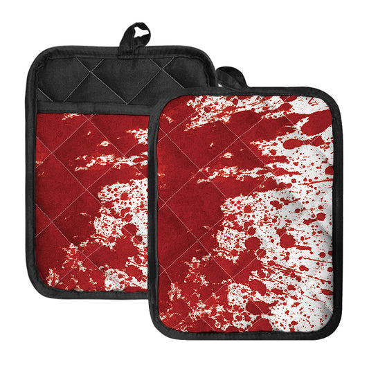 Red Blood Stains Print Pot Holders With Pocket