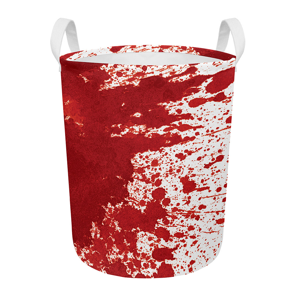 Red Blood Stains Print Round Laundry Basket