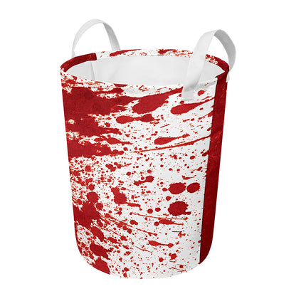 Red Blood Stains Print Round Laundry Basket
