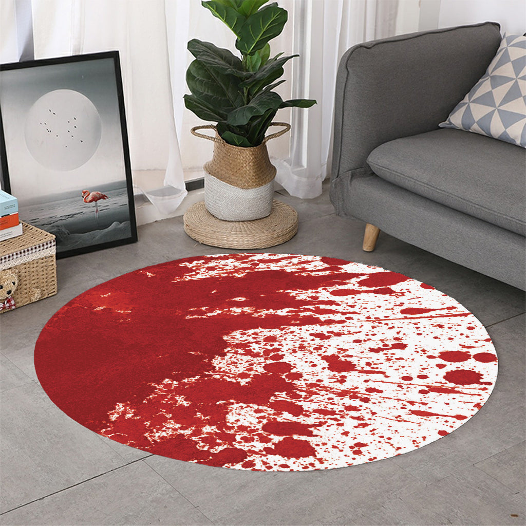 Red Blood Stains Print Round Rug