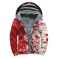 Red Blood Stains Print Sherpa Lined Zip Up Hoodie