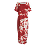 Red Blood Stains Print Short Sleeve Long Nightdress