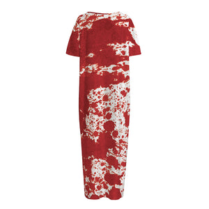 Red Blood Stains Print Short Sleeve Long Nightdress