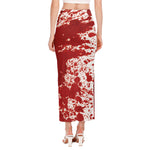 Red Blood Stains Print Side Slit Maxi Skirt