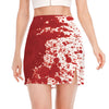 Red Blood Stains Print Side Slit Mini Skirt