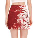 Red Blood Stains Print Side Slit Mini Skirt