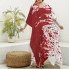 Red Blood Stains Print Silk V-Neck Kaftan Dress