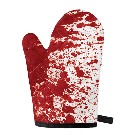 Red Blood Stains Print Single Oven Mitt